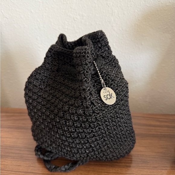 The Sac mini bucket, black crocheted backpack - Picture 3 of 7